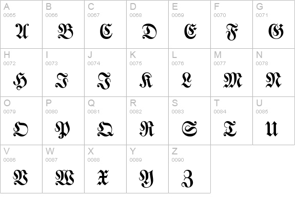 Walbaum-Fraktur uppercase A-Z preview