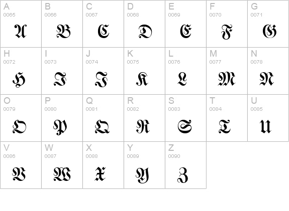 Walbaum-Fraktur-Regular uppercase A-Z preview