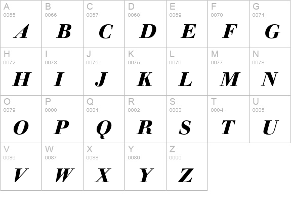 Walbaum-Original-BoldItalic uppercase A-Z preview