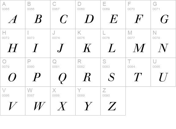 Walbaum-Original-Italic uppercase A-Z preview
