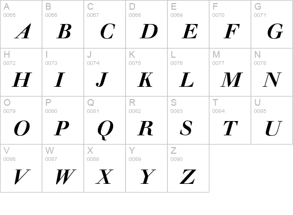 WalbaumDisplay-BoldItalic uppercase A-Z preview