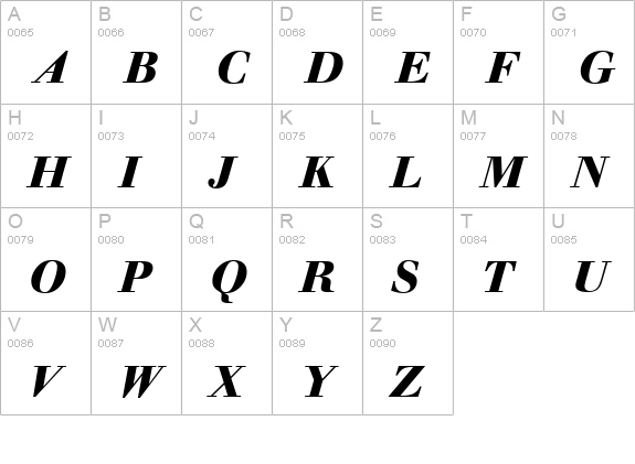 WalbaumDisplay-Heavy-Italic uppercase A-Z preview