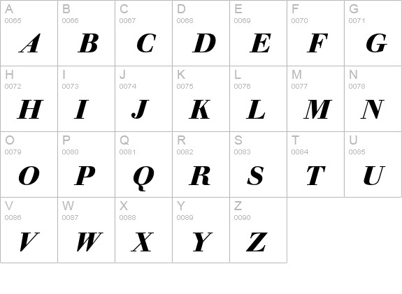WalbaumEF-BoldItalic uppercase A-Z preview