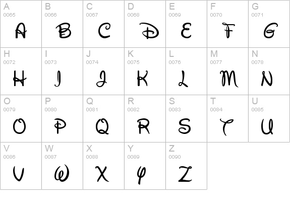 Walt Disney Script uppercase A-Z preview