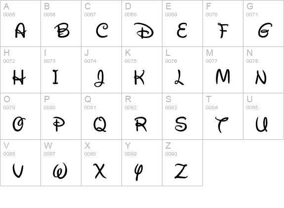 Waltograph uppercase A-Z preview