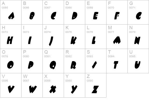WampumCondensed Italic uppercase A-Z preview