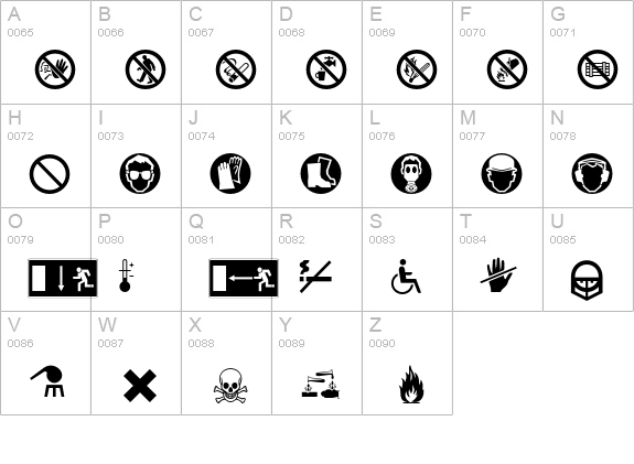 Warning LH Pi uppercase A-Z preview