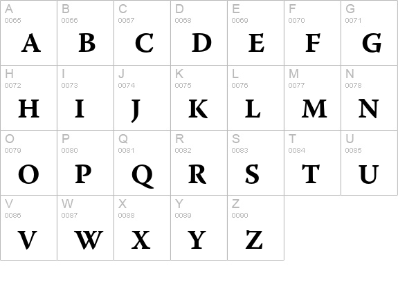 Warnock Pro Bold Caption uppercase A-Z preview
