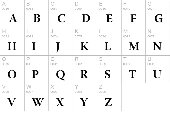 Warnock Pro Bold Subhead uppercase A-Z preview