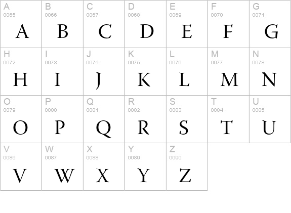 Warnock Pro Subhead uppercase A-Z preview