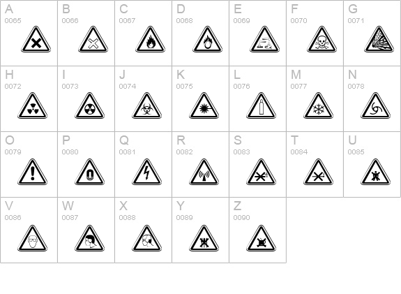 WarnSymbols4 uppercase A-Z preview