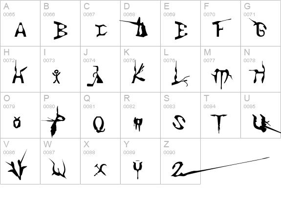 WarOrgans uppercase A-Z preview