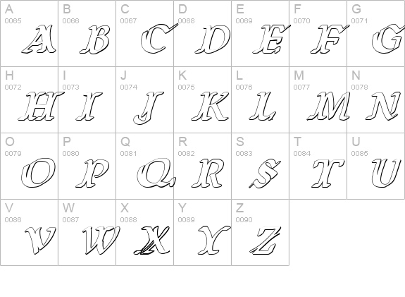 Wars of Asgard 3D Italic uppercase A-Z preview