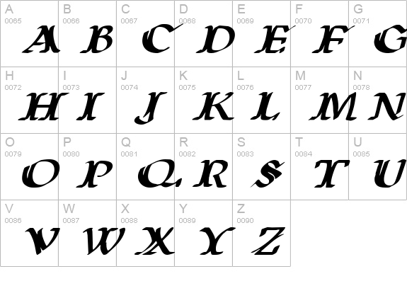 Wars of Asgard Expanded Italic uppercase A-Z preview