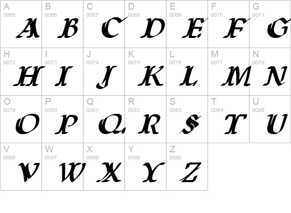 Wars of Asgard Italic uppercase A-Z preview