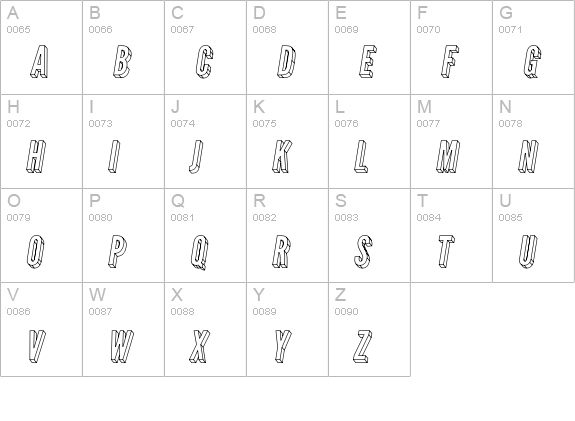 Warsaw Gothic 3D Oblique uppercase A-Z preview