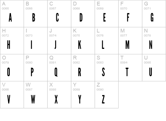 Warsaw Gothic Condensed uppercase A-Z preview