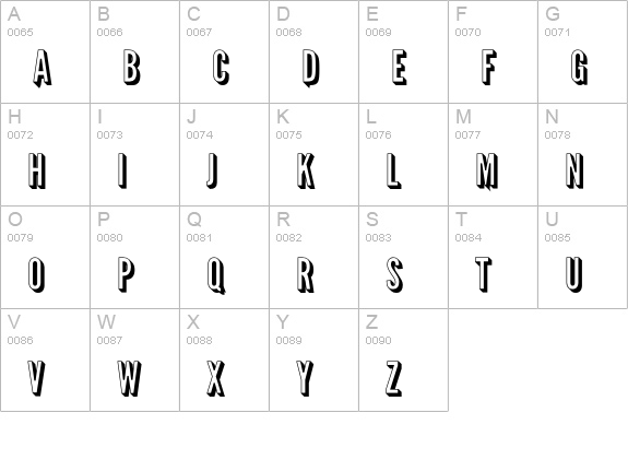Warsaw Gothic Shadow uppercase A-Z preview