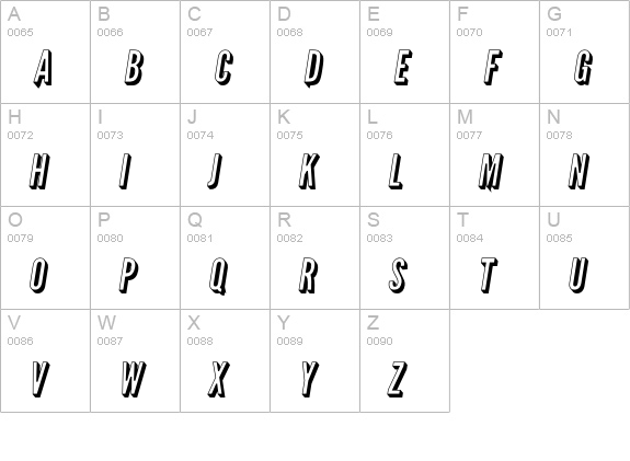 Warsaw Gothic Shadow Oblique uppercase A-Z preview