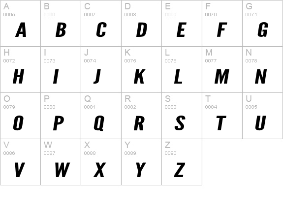 Warsaw Gothic SuperExtended Oblique uppercase A-Z preview