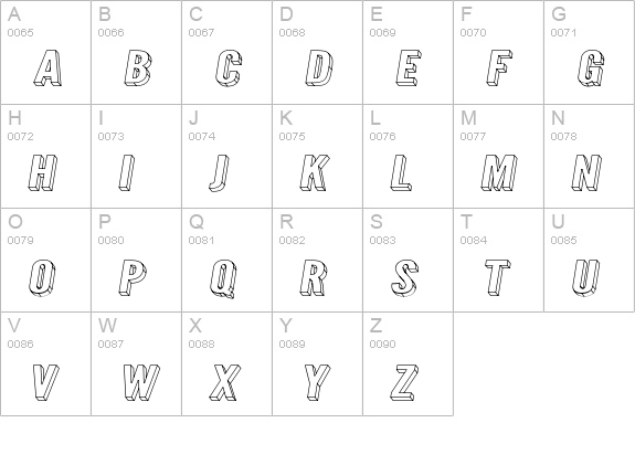 Warsaw Gothic SuperExtended Oblique 3D uppercase A-Z preview