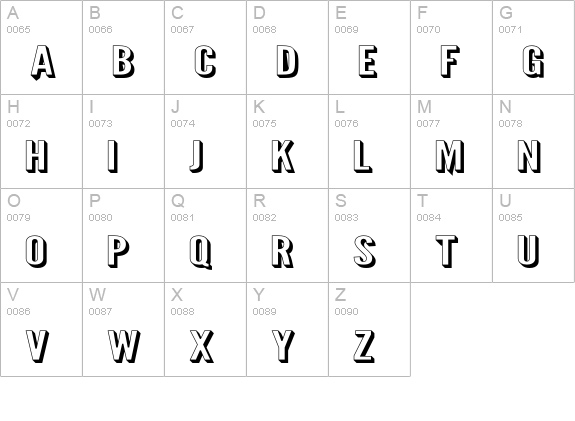 Warsaw Gothic SuperExtended Shadow uppercase A-Z preview