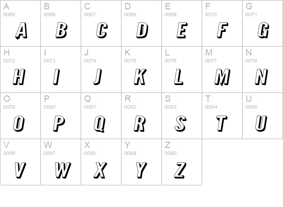 Warsaw Gothic SuperExtended Shadow Oblique uppercase A-Z preview