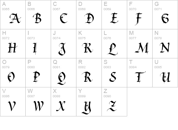 Waters Gothic uppercase A-Z preview