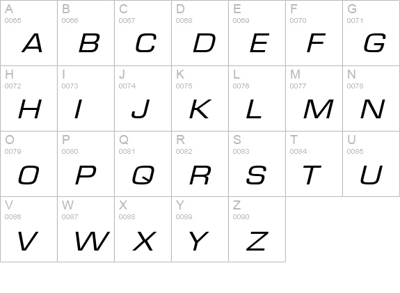 Waukegan LDO Extended Oblique uppercase A-Z preview