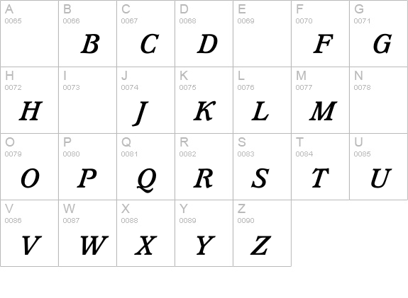 WaverlyBoldItalic uppercase A-Z preview