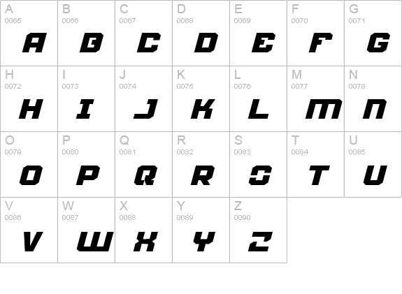 Weaponeer Expanded Italic uppercase A-Z preview