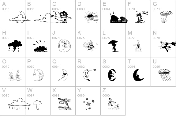 WeatherBats uppercase A-Z preview