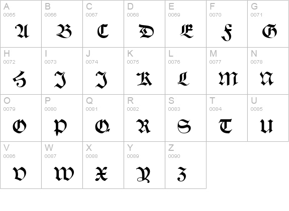 Weimar uppercase A-Z preview