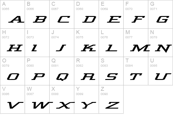 Wide Glide uppercase A-Z preview