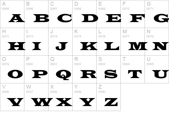 Wide Latin uppercase A-Z preview