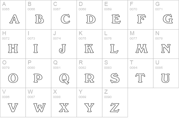Windsor Outline uppercase A-Z preview