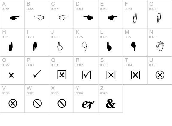 Wingdings 2 uppercase A-Z preview