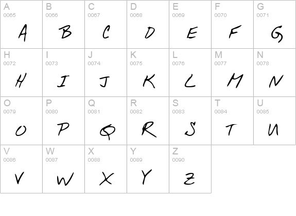 WinstonsHand Regular uppercase A-Z preview