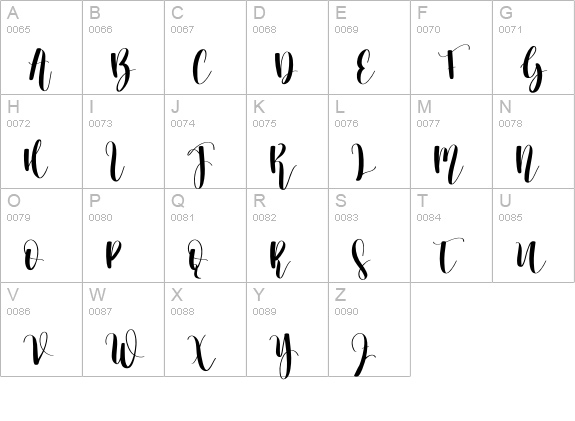 Winterlove uppercase A-Z preview