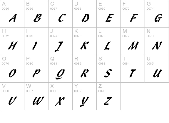 Wizzard Italic uppercase A-Z preview