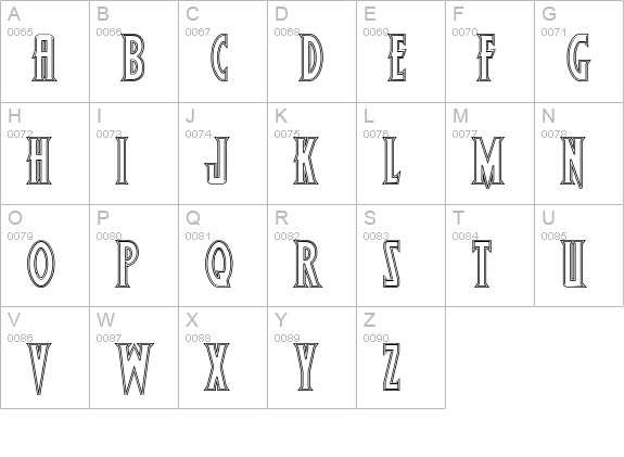 Wolf's Bane Bold Outline uppercase A-Z preview