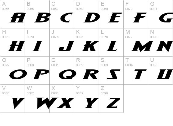 Wolf's Bane Expanded Italic uppercase A-Z preview
