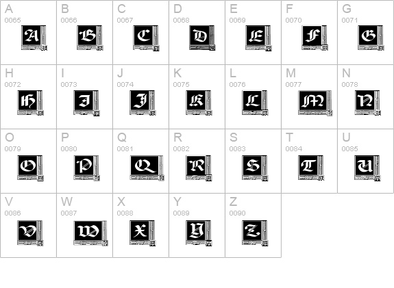 Woodcut_Capitals uppercase A-Z preview