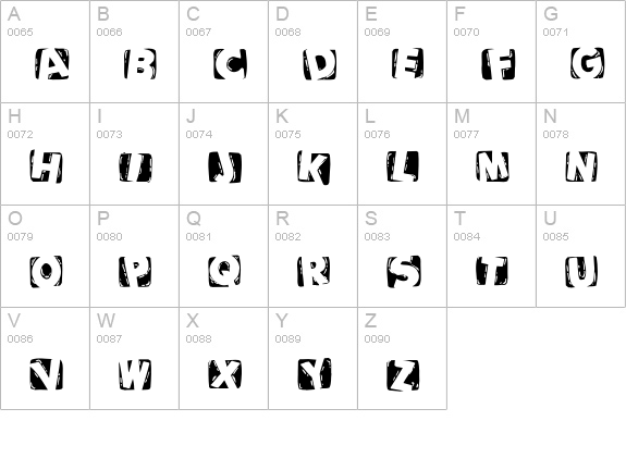 WoodcuttedCapsInvers uppercase A-Z preview