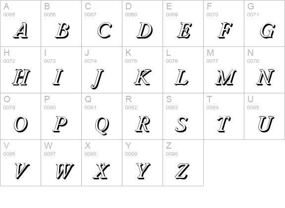 WorcesterShadow-Italic uppercase A-Z preview