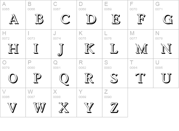 WorcesterShadow-Regular uppercase A-Z preview