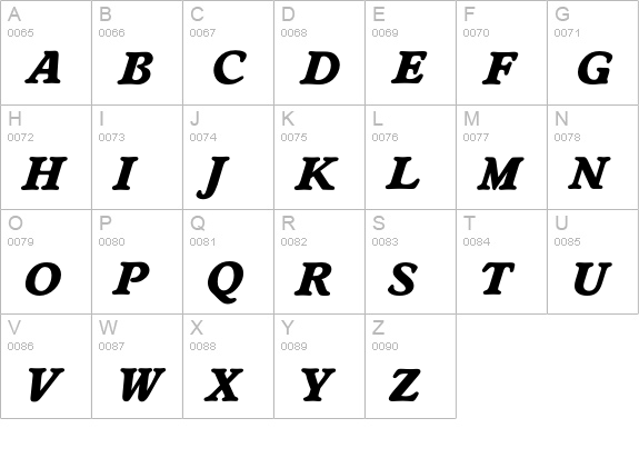 Worchester-ExtraBoldIta uppercase A-Z preview