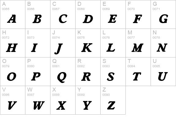 WorchesterEF-ExtraBoldItalic uppercase A-Z preview