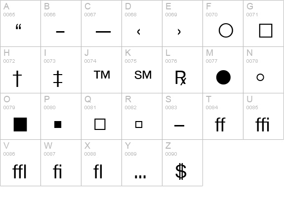 WP TypographicSymbols uppercase A-Z preview