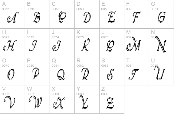 Wrenn Initials Shadowed Cond uppercase A-Z preview